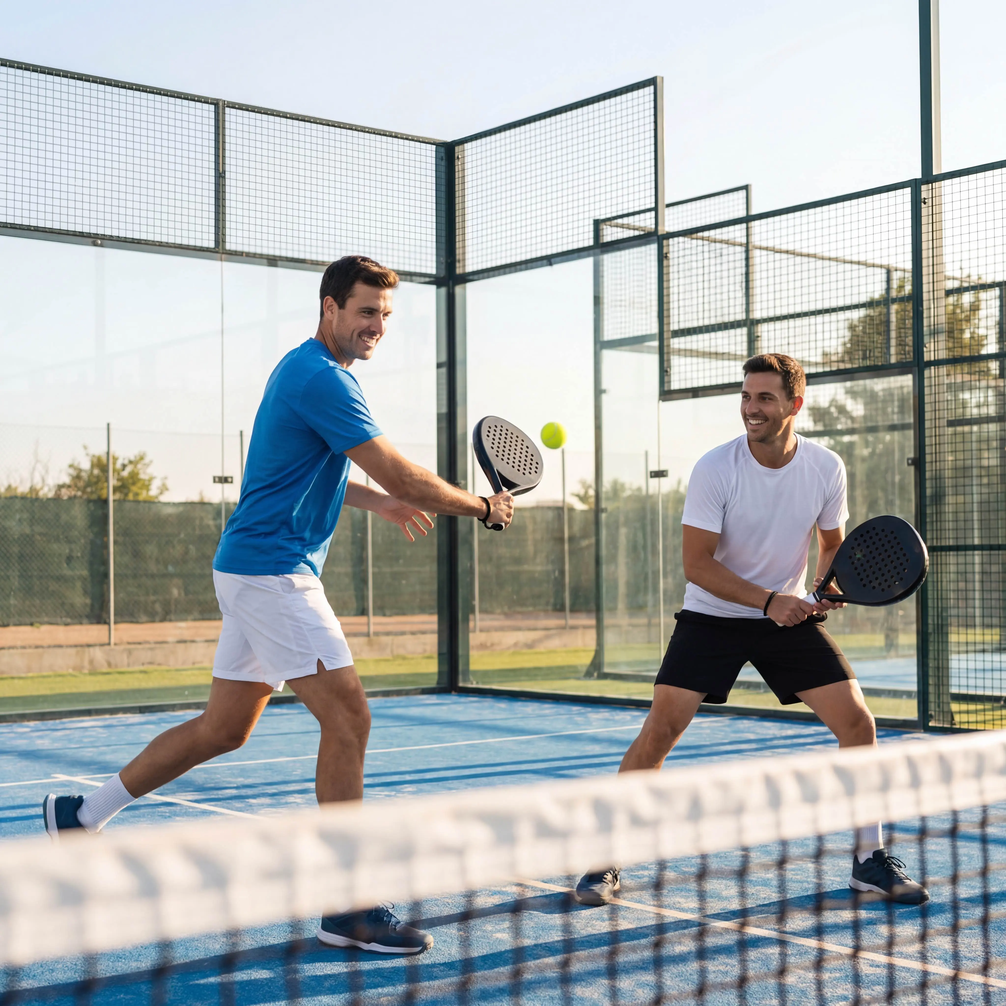 Échange en match de padel