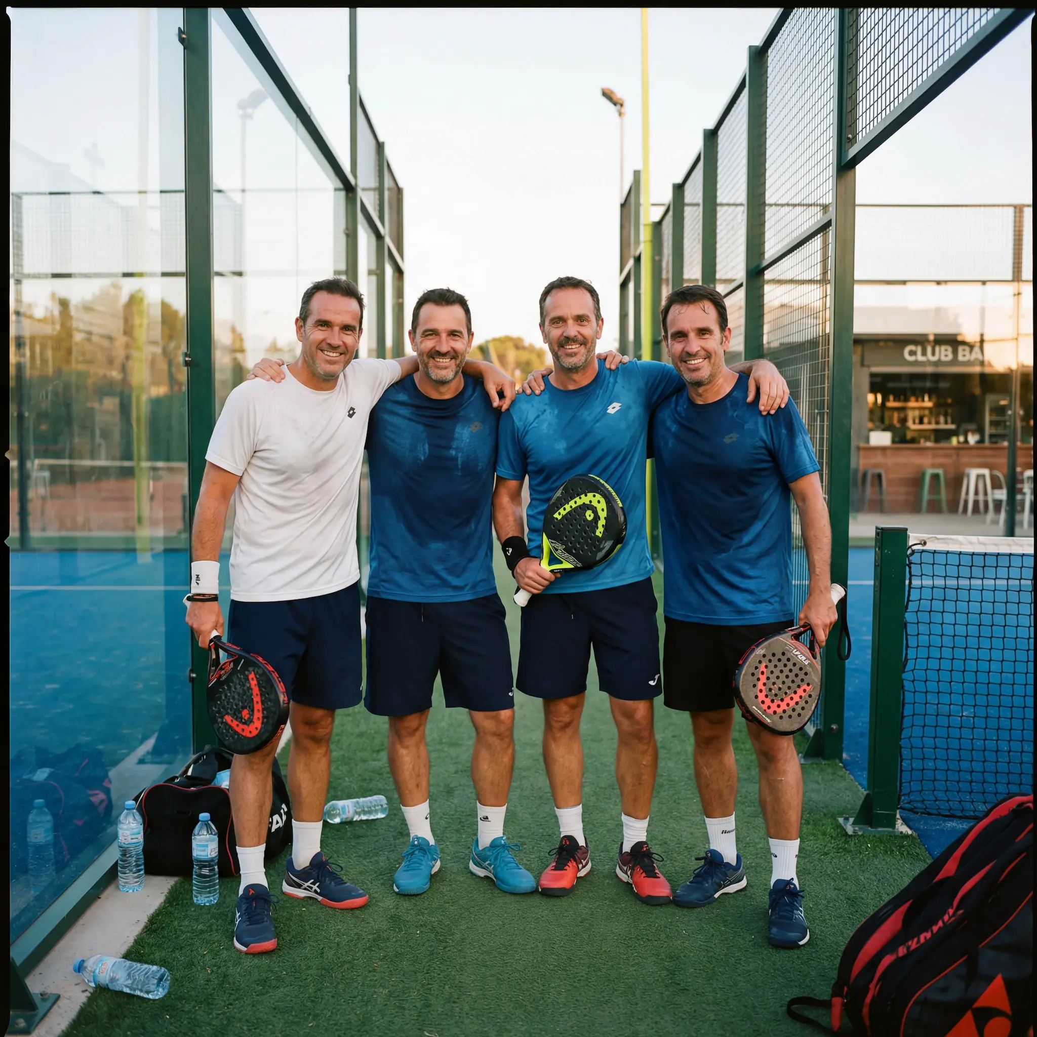 Quatre joueurs après leur match de padel